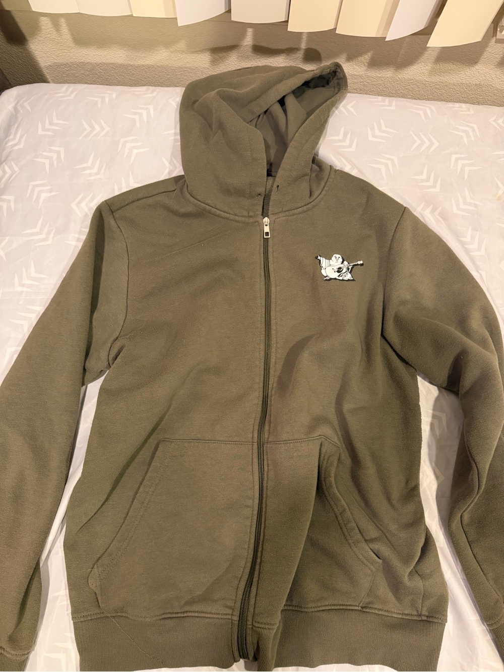 True Religion Olive Green Zip-Up Hoodie Sweater